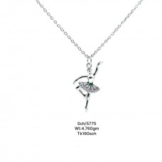 Dancing girl 925 sterling silver pendant with chain necklace